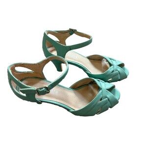 Chelsea Crew mint green peep toe sandals heels EU38